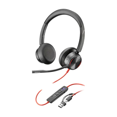 Căști Office HP Blackwire 8225, USB-C, certificare Microsoft Teams, anulare activă a zgomotului, microfon boom, Black