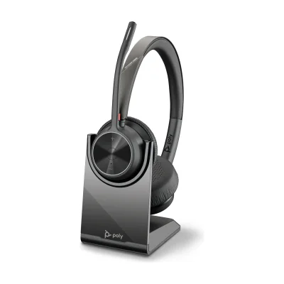Căști Office HP Voyager 4320 UC, cu fir și fără fir, Bluetooth 5.1, microfon boom, stand de încărcare, Black