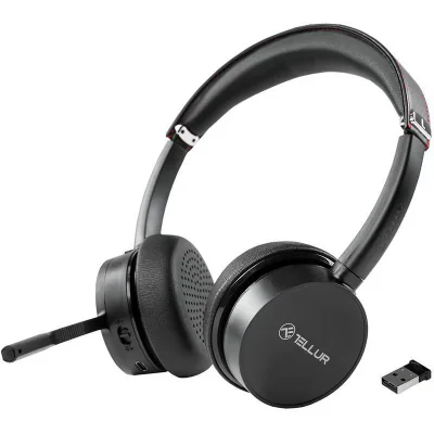 Casti Over-ear TELLUR Voice Pro, Wireless, Noise-canceling, Negru