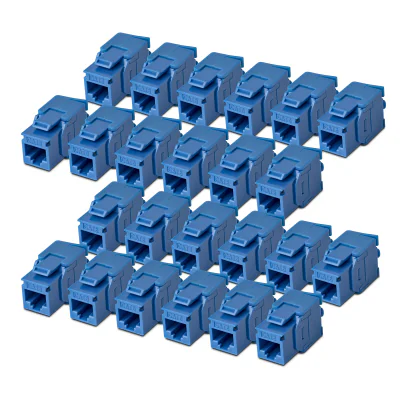 CAT6 KEYSTONE JACK 24-PACK/24-PACK180-DEGREE TOOLLESS BLUE