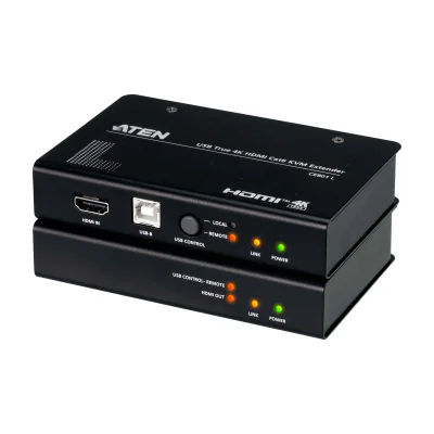 ATEN USB True 4K HDMI Cat 6 KVM Extender (4K @ 70 m / FHD @ 100 m), AV transmitter & transceiver, Wired, 100 m, Cat6, Cat6a, 3840 x 2160 pixels, 60 Hz