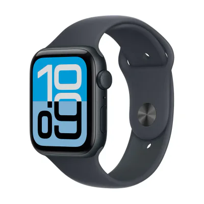 Ceas inteligent Apple Watch SE 3 GPS + Cellular 44 mm, carcasă Midnight Aluminium, brățară Navy Blue Sport Band S/M