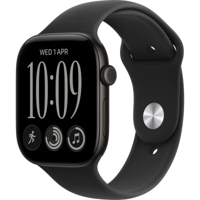Ceas inteligent Apple Watch Series 12 GPS + Cellular 42 mm, carcasă Black Aluminium, brățară Black Sport Band S/M