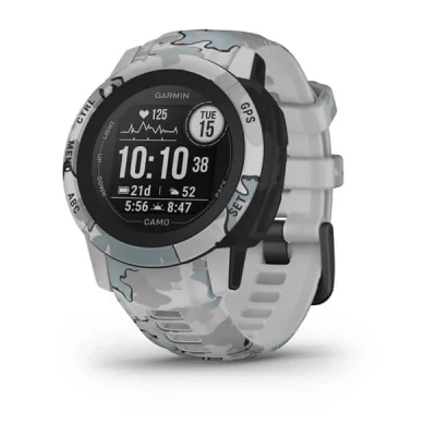 Ceas inteligent Garmin Instinct® 2S Camo Edition, autonomie până la 21 zile, Design personalizat cu două ferestre; 0,79″ x 0,79 (20 x 20 mm), rezolutie 156 x 156 pixeli (zonă activă)