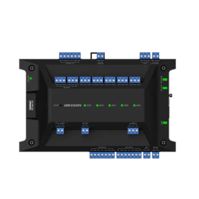 Centrala control acces Hikvision DS-K2701X(P), 10/100/1000 Mbps, interfete: 1x Network, 1x Lock Control, 1x Exit Button, 1x Door Contact Input, 2x Alarm Input, 2x Alarm Output, 1x TAMPER, 7x RS-485, 2x Wiegand(W26, W340), 1x USB, 1x Fire Interface, c
