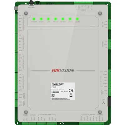 Centrala control acces Pro Series Hikvision DS-K2622X(P) pentru 2 usi, bidirectional (2 citittoare); Intrari: 4 alarm input, , Door Contact x 2, Tamper x 1; Iesiri: Alarm x 4, alimentare: 12 ± 15% VDC, temperatura de functionare: -10 °C to 55 °C.