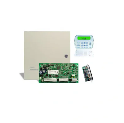 Centrala PC1616, 14 zone + o zona pe tastatura, DSC PC 1616-E ICON, Tastatura ICON PK5501 si modul de extensie PC5108 incluse, 2 partitii, Nu include transformator