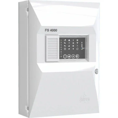 Centrala Unipos conventionala FS4000/4 de detectie si semnalizare incendiu: - 4 linii de detectie, maxim 32 detectoare pe linie; - 2 iesiri monitorizate; - 2 relee pentru semnalizare incendiu; - 1 releu pentru semnalizare defect; - afisaj cu LED-uri;