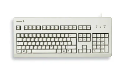 CHERRY G80-3000 BLACK SWITCH, Keyboard, Corded, Light Grey, USB/PS2 (QWERTY - UK), Full-size (100%), Wired, USB, Mechanical, QWERTY, Grey