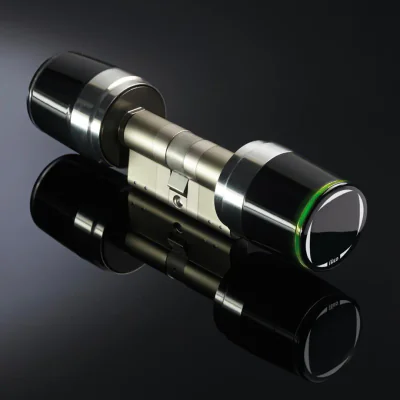 Cilindru electronic LIBRA SMART, cu knob mecanic PREMIUM, 40x40, RFID, sofware ARGO, 13,56 MHz, heavy duty, baterie(durata max 2 ani/max 20.000 cicluri), semnalizare acustica si luminoasa,gestionare cu smartphone, card, tag, memorie 300 utilizatori, 