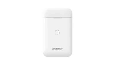 Cititor card wireless AX PRO Hikvision DS-PT1-WE(B); 868MHz two-way Tri- X wireless technology, distanta comunicare RF : 1200min camp deschis; coumincare bidirectionala, criptare: AES-128, Indicatori LED:  area (blue), fault(orange), arm(blue), disar