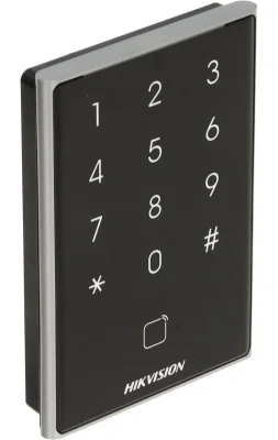 Cititor de carduri Mifare/DESFire cu tastatură HIKVISION DS-K1109DKB, Wiegand/RS-485, IP65
