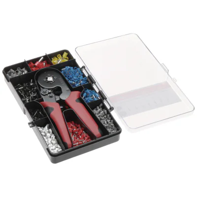 Clește de sertizat cu set de tubulețe de capăt Delta Tools HT-HSC8, 0,25-10 mm²