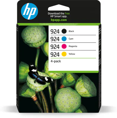 HP 924 CMYK Original Ink Cartridge 4-Pack, Standard Yield, Black, Cyan, Magenta, Yellow, 4 pc(s), 500 pages, 400 pages, Single pack