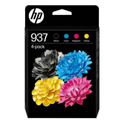 HP 937 CMYK Original Ink Cartridge 4-Pack, Standard Yield, Black, Cyan, Magenta, Yellow, 4 pc(s), 1250 pages, 800 pages, Combo pack