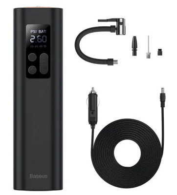 Compresor auto Baseus Super Mini, alimentare 12 V bricheta auto, display LED, presiune maxima 3 bar, negru