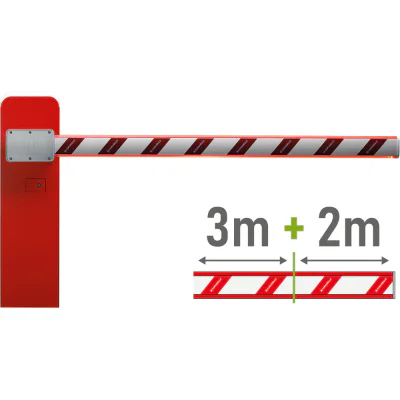 Comunello KIT LIMIT 500 3+2m RGB RED - Set bariera automată rosie cu brat bariera din două părti 3+2m. Kitul contine: 1xLIMIT 500 motor 24v cu encoder, 1x AC-630 3m + 1x AC-622 2m