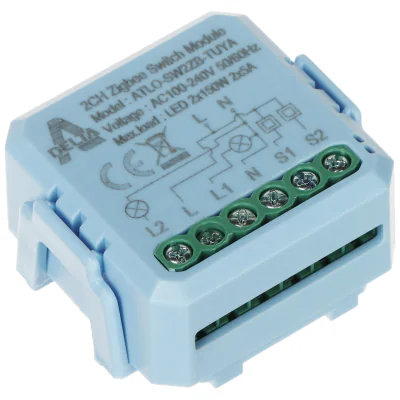 Comutator inteligent cu 2 canale ATLO ATLO-SW2ZB-TUYA, ZigBee, Tuya Smart