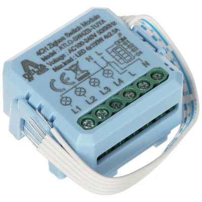 Comutator inteligent cu 4 canale ATLO ATLO-SW4ZB-TUYA, ZigBee, Tuya Smart
