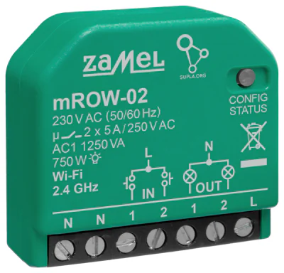 Comutator inteligent ZAMEL M/ROW-02, Wi-Fi, SUPLA, 230 V AC