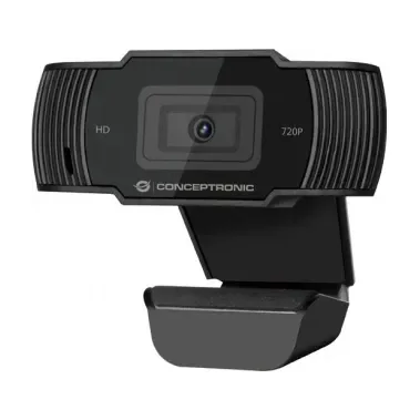 Conceptronic AMDIS 720P HD Webcam with Microphone, 1280 x 720 pixels, 30 fps, 1280x720@30fps, 1920x1080@30fps, 5 V, USB 2.0, Black