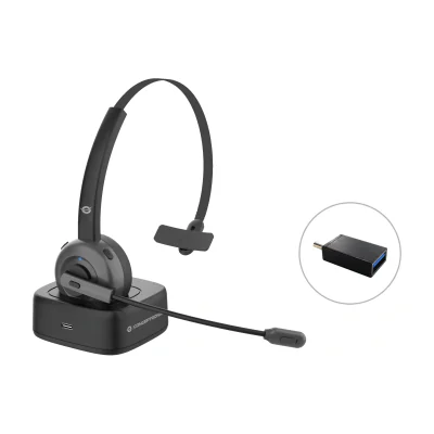 Conceptronic POLONA Wireless Bluetooth Headset with Charging Dock, Wireless, Office/Call center, 0 - 20000 Hz, 150 g, Headset, Black