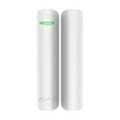 Contact magnetic DoorProtect, wireless, alb - AJAX; Interspatiu: max. 2 cm cu magnetul mare, max. 1cm cu magnetul mic; Timp alarmare: 0.15 s; Senzori: contact Reed, 2.000.000 deschideri durata viata; Frecventa operare: 868.0 - 868.6 MHz; Putere RF: a