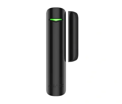 Contact magnetic DoorProtect, wireless, negru - AJAX; Interspatiu: max. 2 cm cu magnetul mare, max. 1cm cu magnetul mic; Timp alarmare: 0.15 s; Senzori: contact Reed, 2.000.000 deschideri durata viata; Frecventa operare: 868.0 - 868.6 MHz; Putere RF:
