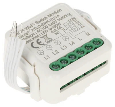 Controler inteligent cvadruplu pentru iluminat LED ATLO ATLO-SW4-TUYA, Wi-Fi, Tuya Smart, 4 canale