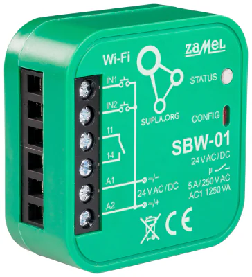 Controler inteligent pentru porți și uși ZAMEL SBW-01, Wi-Fi, SUPLA, 24 V AC/DC