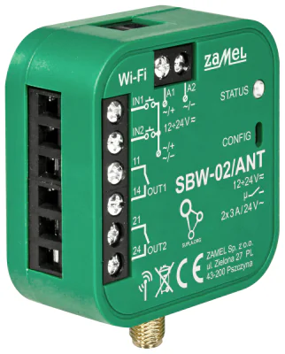 Controler inteligent pentru porți și uși ZAMEL SBW-02/ANT, Wi-Fi, SUPLA, 12-24 V AC/DC