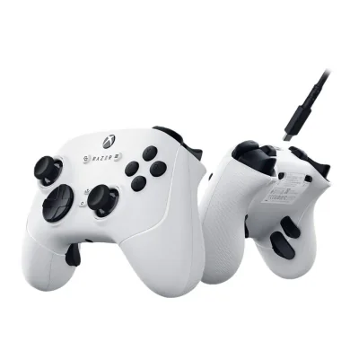 Controller cu fir Razer Wolverine V3 Tournament Edition, compatibil XBOX & PC, butoane de actiune mecanice Razer Mecha Tactile, butoane analogice Anti-drift Hall, lungime cablu 3m, interfata USB-C la USB-A, alb