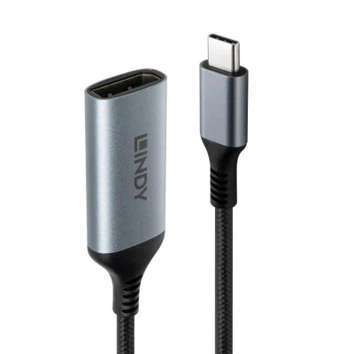 Converter Lindy Type C to DisplayPort 8K60, latime de banda suportata 32.4Gbps, Maximum Input Resolution: 7680x4320@60Hz and 3840x2160@120Hz Maximum Output Resolution: 7680x4320@60Hz and 3840x2160@120Hz