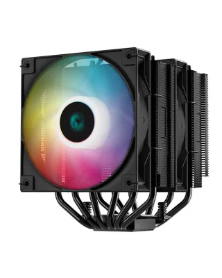 Cooler Procesor DEEPCOOL AG620 ARGB V2 NEGRU, marime heatsink 161x136x129mm, 2 ventilatoare ARGB, viteza ventilator 300-1950 RPM +/- 10%, Airflow: 67.88 CFM, Suport AMD: AM4/AM5, suport INTEL: LGA 1851/1700/1200/1151/1150/1155, nivel de zgomot: 29.4 