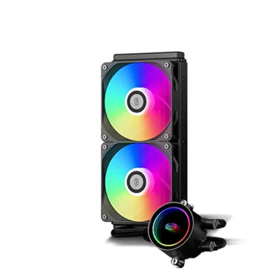 COOLER PCCooler "DA240 ARGB", skt. Intel si AMD, racire cu lichid, 2 x 120mm, 500 - 1800 RPM, iluminare RGB adresabil, afisaj digital, negru "DA240 ARGB BK"