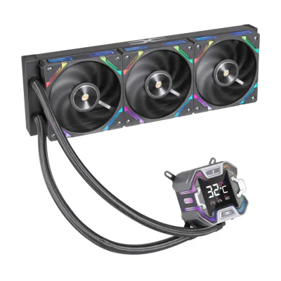 Cooler Procesor 1stPlayer X-Starship 360E-bk, display de 2,4 inches, aRGB, compatibil AMD/Intel, negru