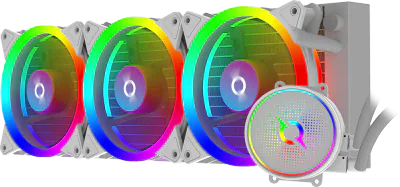 Cooler Procesor AQYRIS AQUARIUS 360 AIO ALB, marime radiator 360mm, 3 ventilatoare ARGB, Viteza ventilatoare 800-2400 RPM +/- 10%, Suport AMD: AM4, AM5 suport INTEL: LGA 20xx/115x/1200/1700, Airflow: 30-85 CFM, Nivel de zgomot pompa: 23dBA, Nivel de 