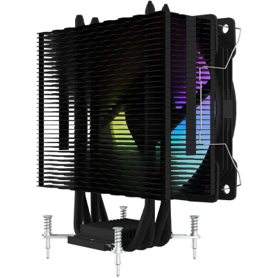 Cooler Procesor AQYRIS URANUS LS 2.0 ARGB NEGRU, dimensiune heatsink 152x120x49mm (cu ventilator), un ventilator ARGB, viteza ventilator 900-1800 RPM +/- 10%, Airflow: 65 CFM,  Suport AMD: AM4, AM5 suport INTEL: LGA 1200/1700/1156/1155/1151/1150, niv