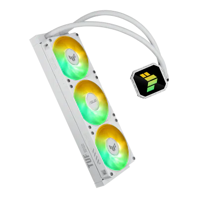 Cooler Procesor ASUS TUF GAMING LC III 360 ARGB ALB, marime radiator 397mm, 3x120mm, viteza ventilatoare 650-2600 RPM +/- 10%, Suport AMD: AM5 AM4, suport INTEL: LGA 1851/1700/1200