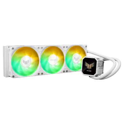 Cooler Procesor ASUS TUF GAMING LC III 360 ARGB LCD ALB, marime radiator 397mm, 3x120mm, viteza ventilatoare 650-2600 RPM +/- 10%, Suport AMD: AM5 AM4, suport INTEL: LGA 1851/1700/1200