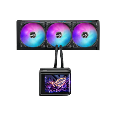 Cooler Procesor ASUSD ROG RYUO IV SLC 360 ARGB, dimensiune waterblock 133x105x123 mm, dimensiune radiator 394x140x32 mm, lungime tub 200 mm, 3x 120mm, viteza: 800-2650 +/- 10% RPM, presiune statica 5.45 mmH2O, airflow: 71.44 CFM, nivel zgomot 39.6 dB