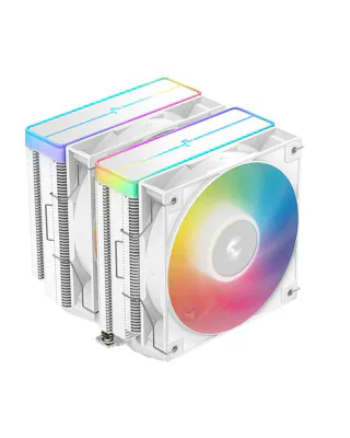 Cooler Procesor DEEPCOOL AG620 ARGB V2 ALB, marime heatsink 161x136x129mm, 2 ventilatoare ARGB, viteza ventilator 300-1950 RPM +/- 10%, Airflow: 67.88 CFM, Suport AMD: AM4/AM5, suport INTEL: LGA 1851/1700/1200/1151/1150/1155, nivel de zgomot: 29.4 dB
