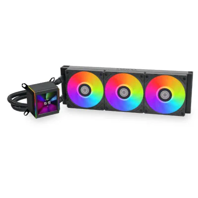 Cooler Procesor LIAN LI GALAHAD II LCD 360 NEGRU, marime radiator 360mm, 3 ventilatoare ARGB, Viteza ventilatoare 2450 RPM +/- 10%, Viteza pompa: 3200 +/- 10%, Suport AMD: AM4, AM5 suport INTEL: LGA 1700/1200/115X, Airflow: 79.9 CFM, Nivel de zgomot 