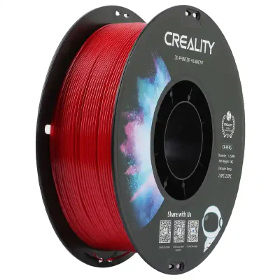 CREALITY CR PETG 3D Printer Filament, red, Printing temperature: 230-250°C, Filament diameter: 1.75mm, Tensile strength: 49MPa, Size of filament wheel: Diameter 200mm, height 66mm, hole diameter 53mm. Eco-friendly, odorless, non-toxic. Utilizare: pan