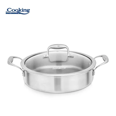 CRATITA INOX+CAPAC STICLA 26X7CM, 3.5L, ATOMIC3, COOKING BY HEINNER