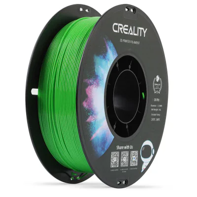CREALITY CR-TPU 3D Printer Filament, Green, 1kg, elastic,rezistent UV, Printing temperature: 210-240, Filament diameter: 1.75mm, Size of filament wheel: Diameter 200mm, height 66mm, hole diameter 56mm. Utilizare: pana la 6 luni de la deschiderea amba