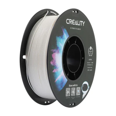 CREALITY CR-TPU 3D Printer Filament, white, Glossy, 1kg, elastic,rezistent UV, Printing temperature: 210-240, Filament diameter: 1.75mm, Size of filament wheel: Diameter 200mm, height 66mm, hole diameter 56mm. Utilizare: pana la 6 luni de la deschide