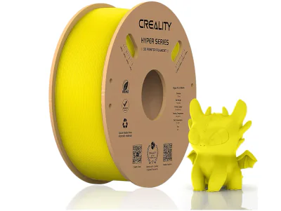 CREALITY HYPER PLA 3D Printer Filament, Yellow, Temperatura printare: 200-220 grade celsius, Diametru filament: 1.75mm, Tensile strength: 52.99MPa, Bending strenght:92.38Mpa Dimensiuni rola filament: Diametru 200mm, inaltime 70mm, gaura centrala 56mm