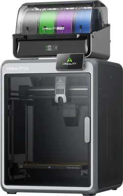 CREALITY K2 COMBO FDM 3D PRINTER, include un sistem CFS multi-color, suporta pana la 4 sisteme CFS - 16 culori, Tehnologie: FDM, Volum printare: 260 × 260 × 260 mm, 18.3 kg, Viteza printare / accelerare: 600 mm/s, 20000 mm/s², Temperatura duza: 300 °