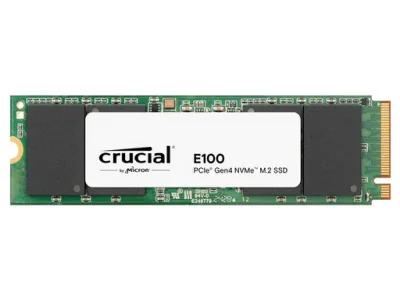 Crucial E100. SSD capacity: 480 GB, SSD form factor: M.2, Read speed: 4700 MB/s, Write speed: 2500 MB/s